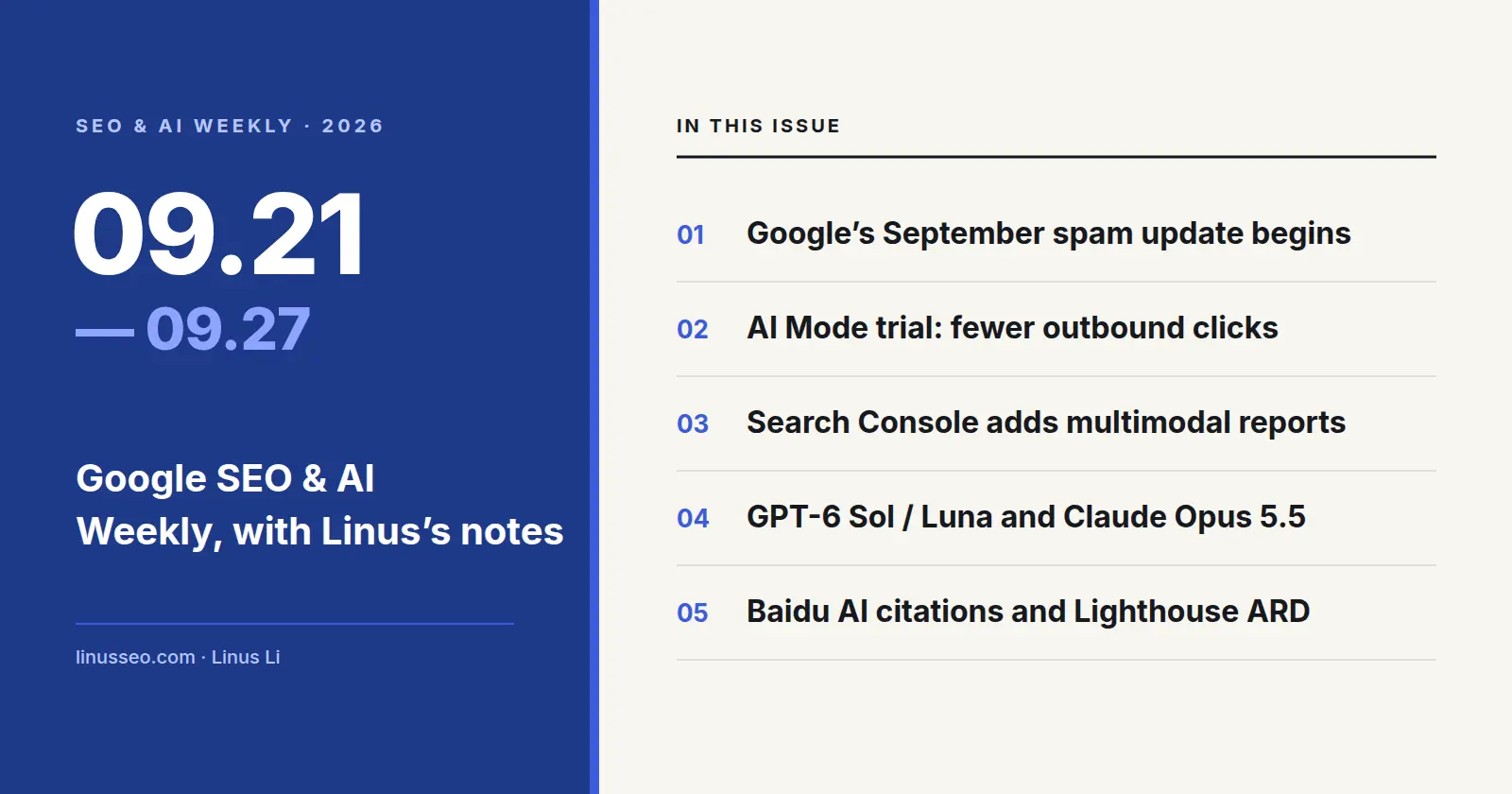 Google SEO & AI Weekly Roundup and Linus's Notes 260927