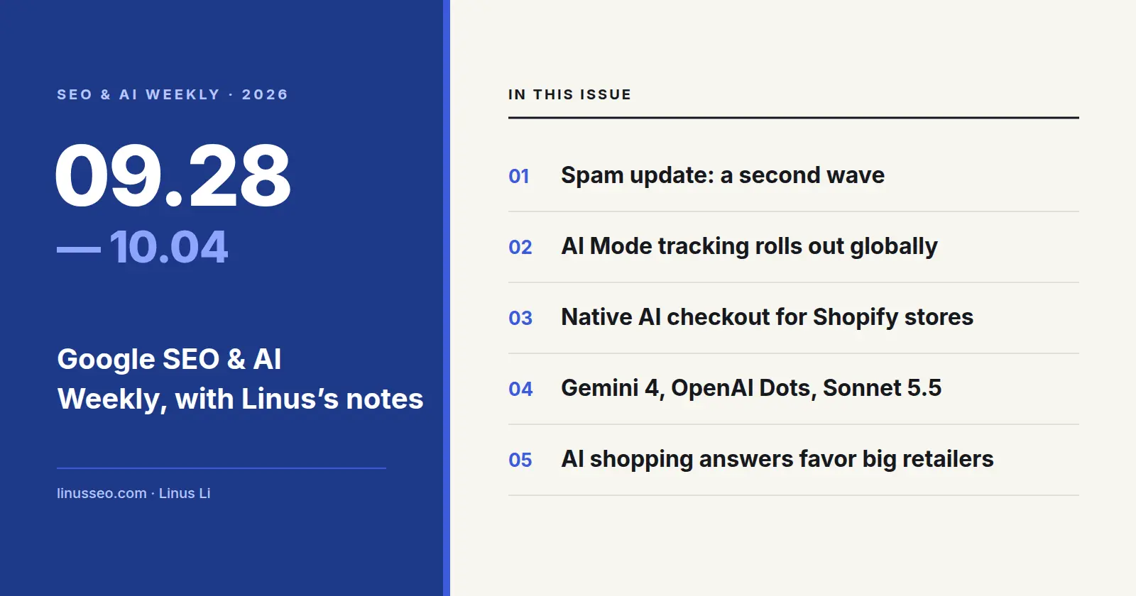 Google SEO & AI Weekly Roundup and Linus's Notes 261004