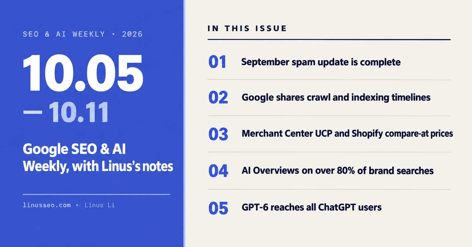 Google SEO & AI Weekly Roundup and Linus's Notes 261011