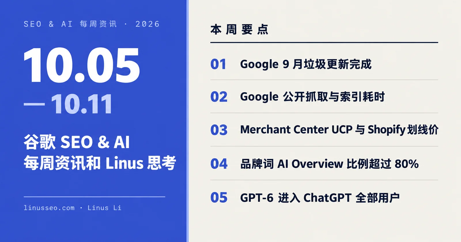 谷歌 SEO & AI 每周资讯和 Linus 思考 261011